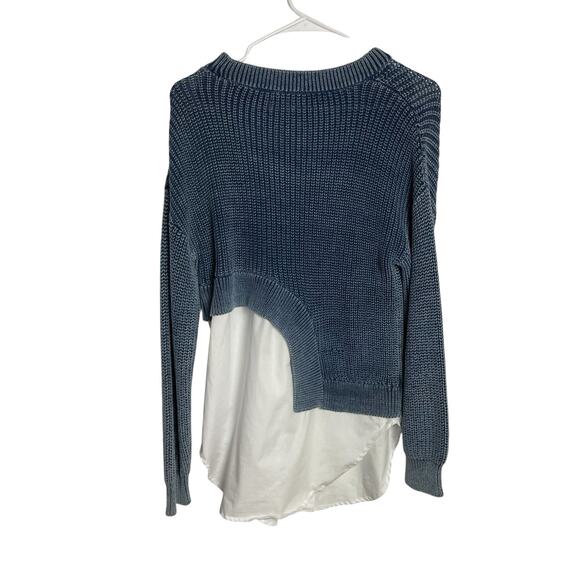 Pilcro Asymmetrical Twofer Sweater Womens XXS Blue White Oversized Slouchy - Picture 3 of 6